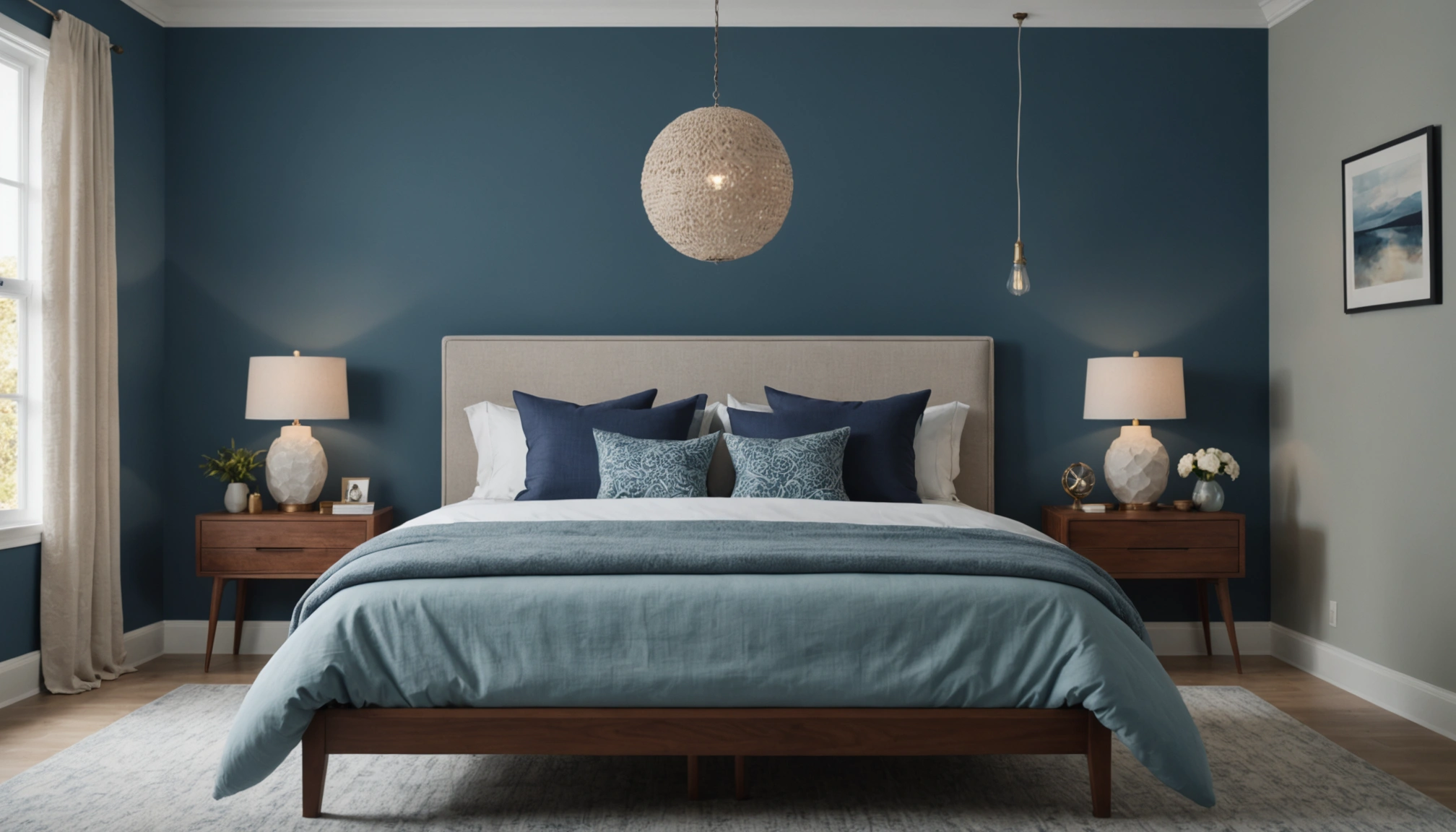 mur bleu dans la chambre